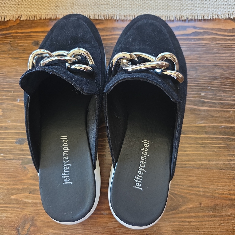 Jeffrey Campbell Black Suede Slide Loafers